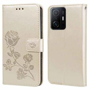For Xiaomi 11T Rose Embossed Leather Phone Case(Gold)