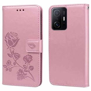 For Xiaomi 11T Rose Embossed Leather Phone Case(Rose Gold)
