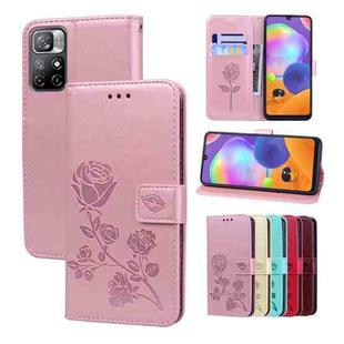 For Xiaomi Redmi Note 11T 5G / Poco M4 Pro 5G Rose Embossed Leather Phone Case(Rose Gold)