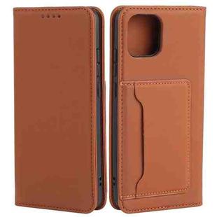 For Samsung Galaxy A03 Strong Magnetism Liquid Feel Horizontal Flip Leather Phone Case(Brown)