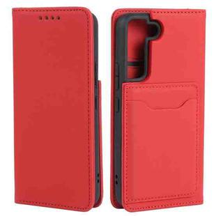 For Samsung Galaxy S22 5G Strong Magnetism Liquid Feel Horizontal Flip Leather Phone Case(Red)