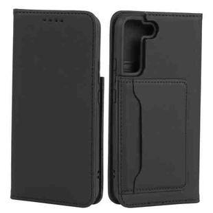 For Samsung Galaxy S22+ 5G Strong Magnetism Liquid Feel Horizontal Flip Leather Phone Case(Black)