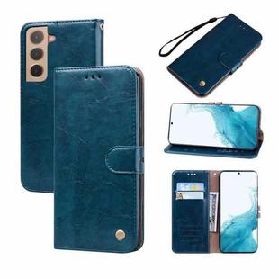 For Samsung Galaxy S22 5G Oil Wax Texture Leather Phone Case(Blue)