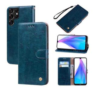 For Samsung Galaxy S22 Ultra 5G Oil Wax Texture Leather Phone Case(Blue)