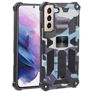 For Samsung Galaxy S22+ 5G Camouflage Armor Kickstand TPU + PC Magnetic Phone Case(Light Blue)