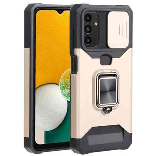 Sliding Camera Cover Design PC + TPU Shockproof Phone Case with Ring Holder & Card Slot For Samsung Galaxy A13 4G/Galaxy A13 5G /Galaxy A13 Lite/Galaxy A04/Galaxy A04S/Galaxy A04E 4G(Gold)
