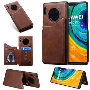 For Huawei Mate30 Pro Solid Color Calf Texture Shockproof Protective Case with Card Slots & Photo Frame(Coffee)