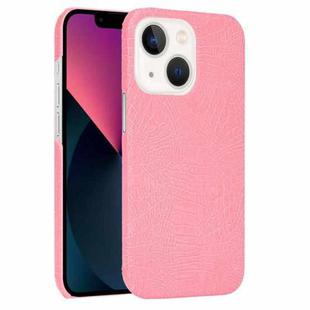 For iPhone 13 Crocodile PU + PC Phone Case(Pink)