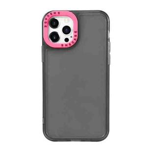 For iPhone 13 Color Contrast Lens Frame Transparent TPU Phone Case(Black + Rose Red)