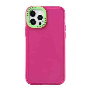 For iPhone 13 Pro Max Color Contrast Lens Frame Transparent TPU Phone Case (Rose Red + Green)