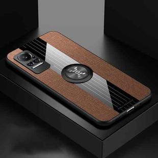 For Xiaomi Civi XINLI Stitching Cloth Texture TPU Phone Case with Ring Holder(Brown)