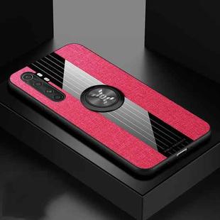 For Xiaomi Mi Note 10 Lite XINLI Stitching Cloth Texture TPU Phone Case with Ring Holder(Red)