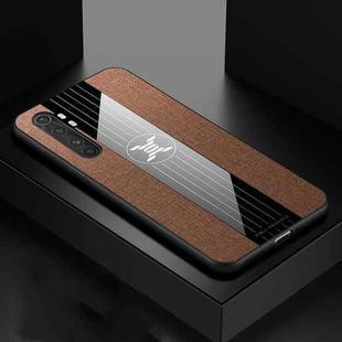 For Xiaomi Mi Note 10 Lite XINLI Stitching Cloth Texture TPU Phone Case(Brown)