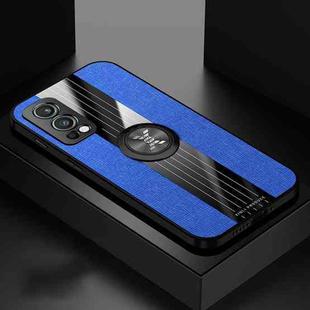 For OnePlus Nord 2 5G XINLI Stitching Cloth Texture TPU Phone Case with Ring Holder(Blue)