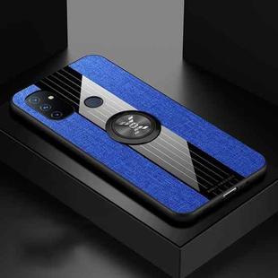 For OnePlus Nord N100 XINLI Stitching Cloth Texture TPU Phone Case with Ring Holder(Blue)