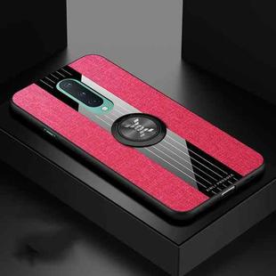 For OnePlus 8 XINLI Stitching Cloth Texture TPU Phone Case with Ring Holder(Red)