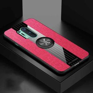 For OnePlus 8 Pro XINLI Stitching Cloth Texture TPU Phone Case with Ring Holder(Red)