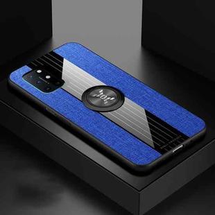 For OnePlus 8T XINLI Stitching Cloth Texture TPU Phone Case with Ring Holder(Blue)
