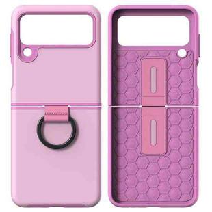 For Samsung Galaxy Z Flip3 5G 2 in 1 Skin Feel PC Phone Case with Ring Holder(Cherry Blossom Powder)