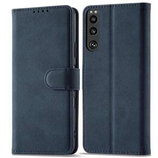 For Sony Xperia 5 III Frosted Anti-theft Brush Horizontal Flip Leather Phone Case(Dark Blue)