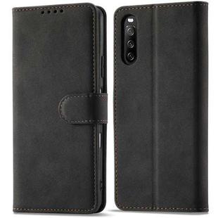 For Sony Xperia 10 III Frosted Anti-theft Brush Horizontal Flip Leather Phone Case(Black)