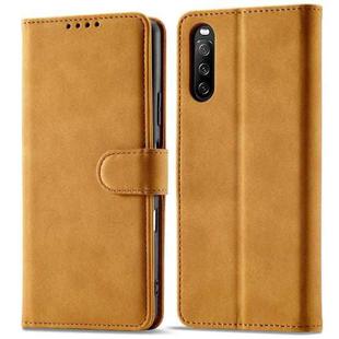 For Sony Xperia 10 III Frosted Anti-theft Brush Horizontal Flip Leather Phone Case(Yellow)