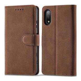 For Sony Xperia Ace II Frosted Anti-theft Brush Horizontal Flip Leather Phone Case(Coffee)