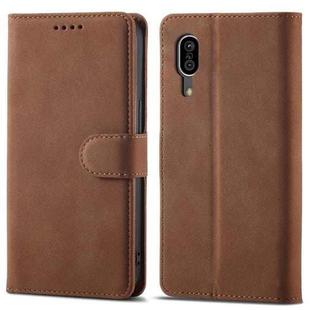 For Sharp Aquos Sense 3 Frosted Anti-theft Brush Horizontal Flip Leather Phone Case(Coffee)