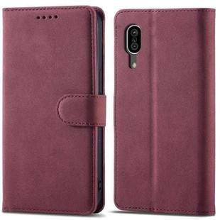 For Sharp Aquos Sense 3 Frosted Anti-theft Brush Horizontal Flip Leather Phone Case(Wine Red)