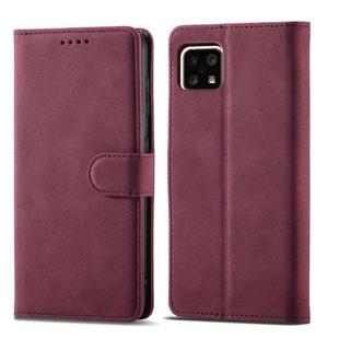 For Sharp Aquos Sense 4 Frosted Anti-theft Brush Horizontal Flip Leather Phone Case(Wine Red)