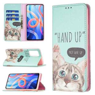 For Xiaomi Redmi Note 11 5G Colored Drawing Invisible Magnetic PU Leather Phone Case(Cat)