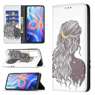 For Xiaomi Redmi Note 11 5G Colored Drawing Invisible Magnetic PU Leather Phone Case(Girl)