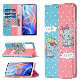 For Xiaomi Redmi Note 11 5G Colored Drawing Invisible Magnetic PU Leather Phone Case(Elephant)