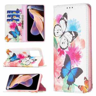 For Xiaomi Redmi Note 11 Pro 5G / 11 Pro+ 5G Colored Drawing Pattern Invisible Magnetic Leather Case(Two Butterflies)