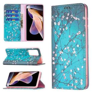 For Xiaomi Redmi Note 11 Pro 5G / 11 Pro+ 5G Colored Drawing Pattern Invisible Magnetic Leather Phone Case(Plum Blossom)