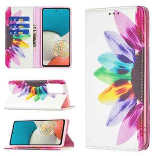 For Samsung Galaxy A53 5G Colored Drawing Pattern Invisible Magnetic PU Leather Phone Case(Sun Flower)