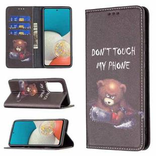 For Samsung Galaxy A53 5G Colored Drawing Pattern Invisible Magnetic PU Leather Phone Case(Bear)