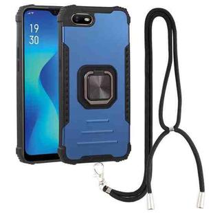 For OPPO A1k Aluminum Alloy + TPU Phone Case with Lanyard(Blue)