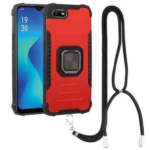 For OPPO A1k Aluminum Alloy + TPU Phone Case with Lanyard(Red)