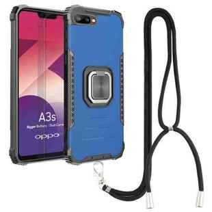 For OPPO A3s / C1 / A5 / A12e Aluminum Alloy + TPU Phone Case with Lanyard(Blue)