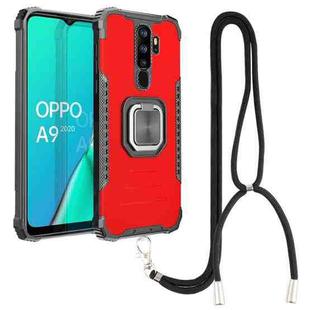 For OPPO A9 2020 / A5 2020 Aluminum Alloy + TPU Phone Case with Lanyard(Red)