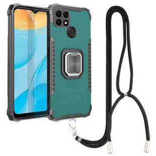 For OPPO A15 / A15S Aluminum Alloy + TPU Phone Case with Lanyard(Green)