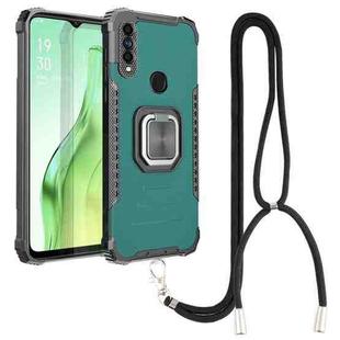 For OPPO A31 / A8 Aluminum Alloy + TPU Phone Case with Lanyard(Green)
