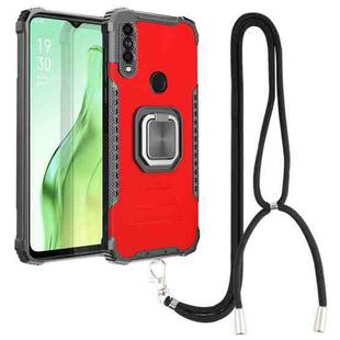 For OPPO A31 / A8 Aluminum Alloy + TPU Phone Case with Lanyard(Red)