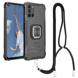 For OPPO A52 / A92 / A72 Aluminum Alloy + TPU Phone Case with Lanyard(Black)