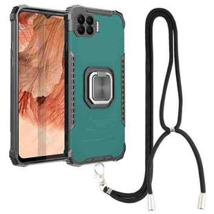 For OPPO A73 Aluminum Alloy + TPU Phone Case with Lanyard(Green)
