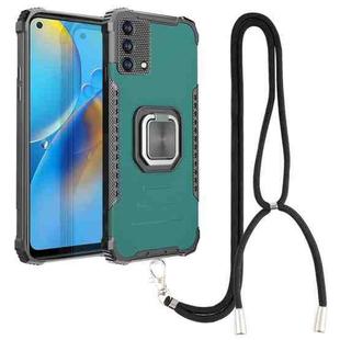 For OPPO A74 4G Aluminum Alloy + TPU Phone Case with Lanyard(Green)