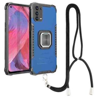 For OPPO A93 5G / A74 5G / A54 5G Aluminum Alloy + TPU Phone Case with Lanyard(Blue)