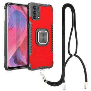 For OPPO A93 5G / A74 5G / A54 5G Aluminum Alloy + TPU Phone Case with Lanyard(Red)