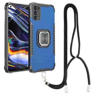 For OPPO Realme 7 Pro Aluminum Alloy + TPU Phone Case with Lanyard(Blue)